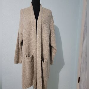 Olivia Sky Taupe Open-Front Cardigan